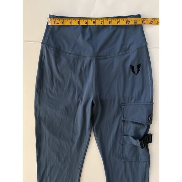 Firm Abs Leggings Women S Dusty Blue Cargo Pants Stretch Athleisure High Rise - Picture 5 of 10